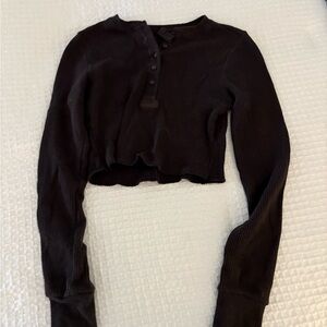 SKIMS Black Long Sleeve Crop Top